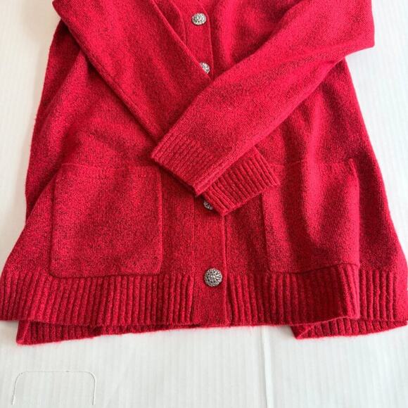 Talbots NWT Jewel Button Cardigan V Neck Red Pockets Size S - Picture 8 of 11